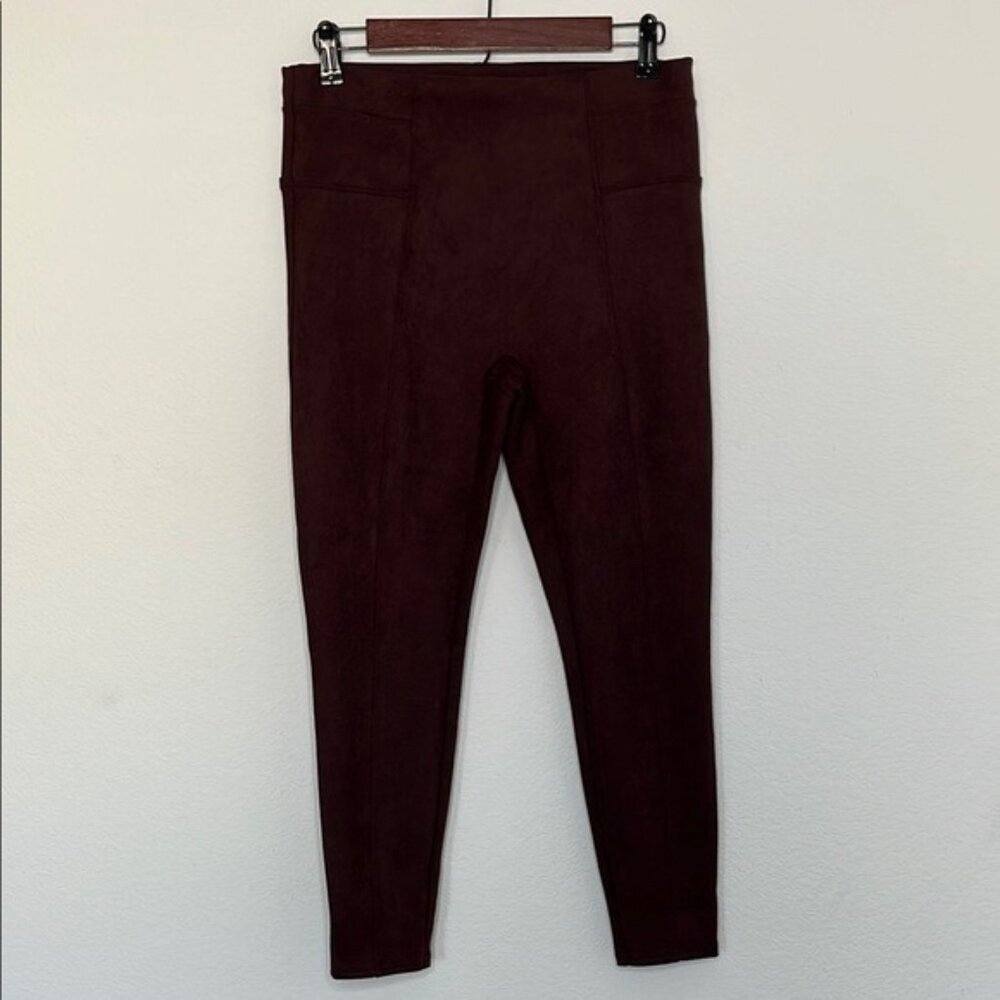 SPANX Suede Legging Wine color size Large Petite Women’s‎ clothing - Picture 2 of 12